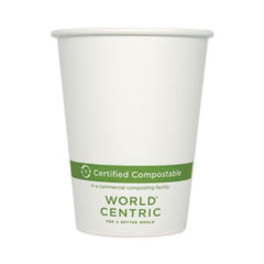 World Centric® Paper Hot Cups, 12 oz, White, 1,000/Carton