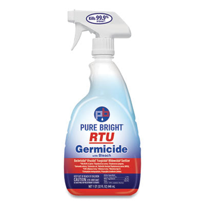 Pure Bright® RTU Germicide With Bleach, Fresh Scent, 32 oz Spray Bottle, 9/Carton Bleach - Office Ready