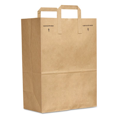 General Grocery Paper Bags, #1/6 BBL Size, Natural Kraft Flat Handles, 12