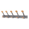 Alba™ Wooden Coat Hook, Five Wood Peg Wall Rack, Brown/Silver, 45 lb Capacity Garment Hooks - Office Ready