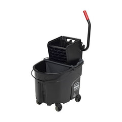 Rubbermaid® Commercial WaveBrake 2.0 Bucket/Wringer Combos, Side-Press, 35 qt, Plastic, Black