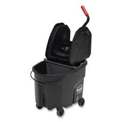 Rubbermaid® Commercial WaveBrake 2.0 Bucket/Wringer Combos, Down-Press, 35 qt, Plastic, Black