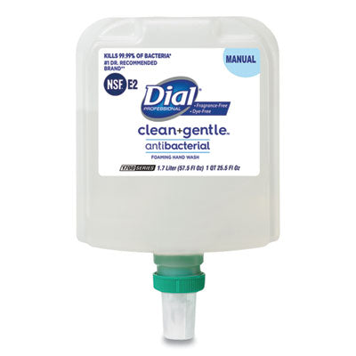 Dial® Professional Clean+Gentle™ Antibacterial Foaming Hand Wash Refill for Dial 1700 Dispenser, Fragrance-Free, 1.7 L, 3/Carton Foam Soap Refills - Office Ready