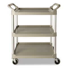 Rubbermaid® Commercial Three-Shelf Service Cart, Plastic, 3 Shelves, 200 lb Capacity, 18.63" x 33.63" x 37.75", Platinum