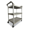 Rubbermaid® Commercial Three-Shelf Service Cart, Plastic, 3 Shelves, 200 lb Capacity, 18.63" x 33.63" x 37.75", Platinum Food Service Carts - Office Ready