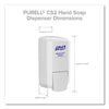 PURELL® CS2 Hand Sanitizer Dispenser, 1,000 mL, 5.14 x 3.83 x 10, White, 6/Carton Manual Hand Cleaner Dispensers - Office Ready