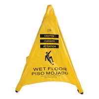 Spill Magic™ Pop Up Safety Cone, 3 x 2.5 x 20, Yellow Safety Folding Floor Signs - Office Ready