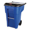 Rubbermaid® Commercial Square Brute® Rollout Container, 50 gal, Molded Plastic, Blue Outdoor All-Purpose Waste Bins - Office Ready