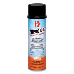 Big D Industries PHENO D+ Aerosol Disinfectant & Deodorizer, Citrus Scent, 16.5 oz Aerosol Spray Can, 12/Carton