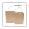 COSCO Premium Shopping Bag, Rope Handles, 8" x 4" x 10.25", Kraft, 50/Box Paper Shopping Bags - Office Ready