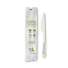 World Centric® TPLA Compostable Cutlery, Knife, Plastic, White, 750/Carton