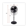 Alera® 16" 3-Speed Oscillating Pedestal Fan, Metal, Plastic, Black Oscillating Pedestal Fans - Office Ready