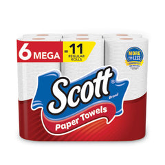 Scott® Choose-A-Sheet Mega Kitchen Roll Paper Towels, 1-Ply, 100/Roll, 6 Rolls/Pack, 4 Packs/Carton