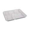 Boardwalk® Bagasse Dinnerware, 5-Compartment Tray, Sugarcane, 10 x 8, White, 500/Carton Compartment/Meal Trays - Office Ready