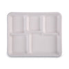 Boardwalk® Bagasse Dinnerware, 5-Compartment Tray, Sugarcane, 10 x 8, White, 500/Carton Compartment/Meal Trays - Office Ready
