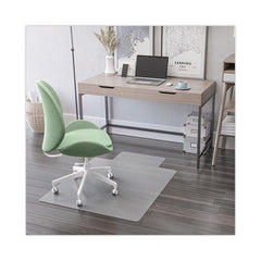 deflecto® EconoMat Non-Studded All Day Use Chair Mat for Hard Floors, Flat Packed, 46 x 60, Lipped, Clear