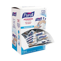 PURELL® Advanced Hand Sanitizer Single Use, Gel , 1.2 mL, Packet, Fragrance-Free, 125/Box, 12 Box/Carton Hand Sanitizer Packets, Gel - Office Ready