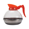 Coffee Pro Unbreakable Coffee Decanter, 12-Cup, Stainless Steel/Polycarbonate, Orange Handle Coffee Service - Office Ready