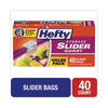 Hefty® Slider Bags, Quart, 8" x 7", Clear, 40/Box Consumer Slider/Zip Food-Storage Bags - Office Ready