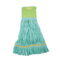 Boardwalk® EcoMop Head, Recycled Fibers, Medium Size, Green Wet Mop Heads - Office Ready