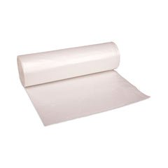Boardwalk® High Density Industrial Can Liners Coreless Rolls, 45 gal, 13 mic, 40" x 48", Natural, Perforated, 25 Bags/Roll, 10 Rolls/CT