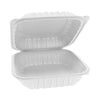 Pactiv Evergreen EarthChoice® Vented Microwavable MFPP Hinged Lid Container, 8.5 x 8.5 x 3.1, White, Plastic, 146/Carton Takeout Food Containers - Office Ready