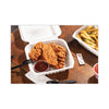 Pactiv Evergreen EarthChoice® Vented Microwavable MFPP Hinged Lid Container, 8.5 x 8.5 x 3.1, White, Plastic, 146/Carton Takeout Food Containers - Office Ready