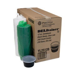 Pactiv Evergreen Newspring DELItainer Microwavable Container, 12 oz, 4.55" Diameter x 2.45" h, Black/Clear, Plastic, 240/Carton