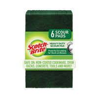 Scotch-Brite® Heavy-Duty Scouring Pad, 3.8 x 6, Green, 5/Carton Scouring Pads - Office Ready