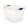 Rubbermaid® Clever Store Basic Latch-Lid Container, 30 qt, 13.37" x 18.75" x 10.5", Clear Covered Boxes & Bins - Office Ready