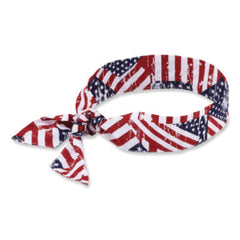 ergodyne® Chill-Its 6700 Cooling Bandana Polymer Tie Headband, One Size Fits Most, Stars and Stripes