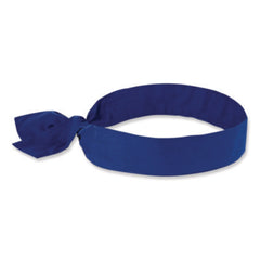 ergodyne® Chill-Its 6700 Cooling Bandana Polymer Tie Headband, One Size Fits Most, Solid Blue