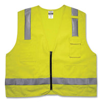 ergodyne® GloWear 8262FRZ Class 2 FR Surveyor Zipper Vest, Tencel/Modacrylic/Para-aramid/Kevlar, Small/Medium, Lime Safety Vests - Office Ready