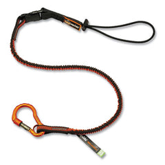 ergodyne® Squids 3102F(x) Tool Lanyard with Aluminum Carabiner + Detachable Cinch-Loop, 5 lb Max Working Capacity, 38" to 48", Orange/Gray