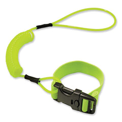 ergodyne® Squids 3157 Coiled Lanyard with Buckle, 2 lb Max Working Capacity, 12" to 48" Long, Lime