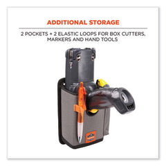 ergodyne® Squids® 5543 Handheld Barcode Scanner Mount Holder with Fastener Straps, 2 Compartments, 3.5 x 1.5 x 6.3, Gray