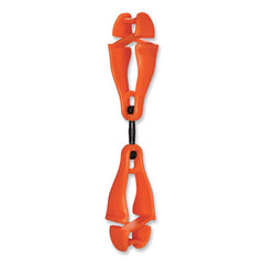 ergodyne® Squids® 3420 Dual Clip Swivel Glove Clip Holder, 1 x 0.6 x 5.5, Acetal Copolymer, Orange, 100/Pack