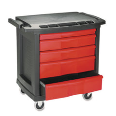 Rubbermaid® Commercial Five-Drawer Mobile Workcenter, 32.63w x 19.9d x 33.5h, Black Plastic Top