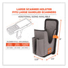 ergodyne® Squids® 5541 Handheld Barcode Scanner Holster with Belt Clip, Large, 2 Compartments, 2.75 x 3.5 x 8, Polyester,Gray Hand Tool Organizer Holsters - Office Ready