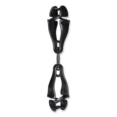 ergodyne® Squids® 3420 Dual Clip Swivel Glove Clip Holder, 1 x 0.6 x 5.5, Acetal Copolymer, Black, 100/Pack