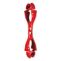 ergodyne® Squids® 3400 Dual Clip Glove Clip Holder, 1 x 1 x 6.5, Acetal Copolymer, Red
