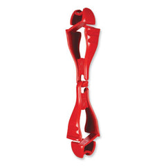 ergodyne® Squids® 3400 Dual Clip Glove Clip Holder, 1 x 1 x 6.5, Acetal Copolymer, Red, 100/Pack