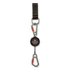 ergodyne® Squids 3011 Retractable Lanyard with Tool Carabiner + Swivel Anchor Carabiner, 8 lb Max Working Capacity, 48" Long, Black