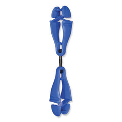 ergodyne® Squids® 3420 Dual Clip Swivel Glove Clip Holder, 1 x 0.6 x 5.5, Acetal Copolymer, Blue