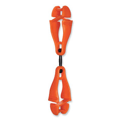 ergodyne® Squids® 3420 Dual Clip Swivel Glove Clip Holder, 1 x 0.6 x 5.5, Acetal Copolymer, Orange
