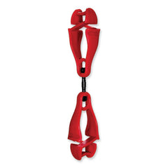 ergodyne® Squids® 3420 Dual Clip Swivel Glove Clip Holder, 1 x 0.6 x 5.5, Acetal Copolymer, Red