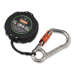 ergodyne® Squids 3010 Retractable Lanyard with Locking Carabiner + Belt Clip, 5 lb Max Working Capacity, 48" Long, Black