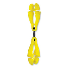 ergodyne® Squids® 3420 Dual Clip Swivel Glove Clip Holder, 1 x 0.6 x 5.5, Acetal Copolymer, Lime
