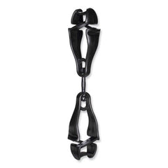 ergodyne® Squids® 3420 Dual Clip Swivel Glove Clip Holder, 1 x 0.6 x 5.5, Acetal Copolymer, Black