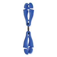 ergodyne® Squids® 3420 Dual Clip Swivel Glove Clip Holder, 1 x 0.6 x 5.5, Acetal Copolymer, Blue, 100/Pack Glove Grabbers - Office Ready